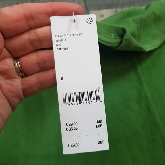 Urban Outfitters Mens  Peace Tee T Shirt Small Green Back Print Heavy Heart BNWT - Picture 8 of 11